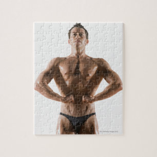 Puzzle Corps de constructeur masculin flexion et pose