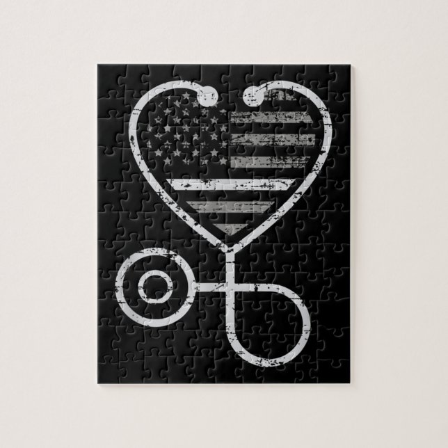 Puzzle Correction Infirmière fine ligne gris Coeur US dra (Vertical)