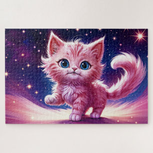 Puzzle Cosmic animal rose féline chatte style moderne