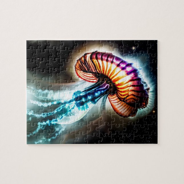 Puzzle Cosmic rose bleu rouge gelée électrique poisson am (Horizontal)