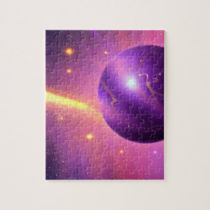 Puzzle Cosmos rose et violet planète galactique en univer