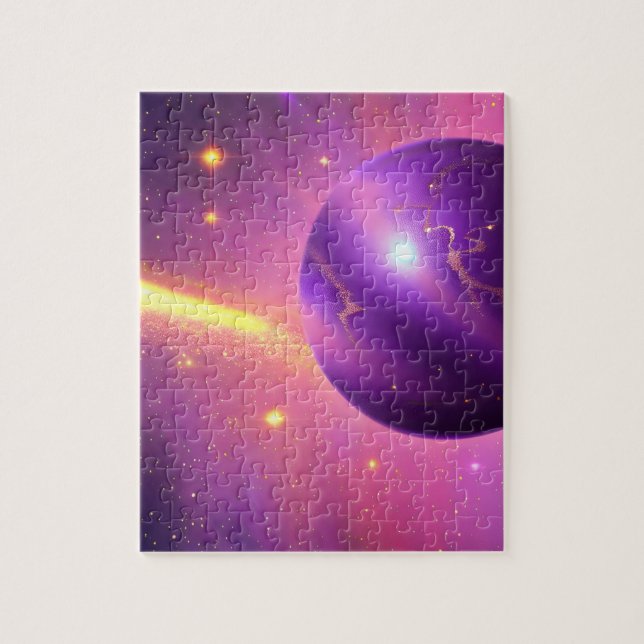 Puzzle Cosmos rose et violet planète galactique en univer (Vertical)