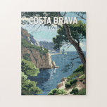 Puzzle Costa Brava Espagne Voyage Art Vintage<br><div class="desc">Costa Brava retro design de voyage vectoriel. La Costa Brava est une région côtière de Catalogne,  dans le nord-est de l'Espagne.</div>