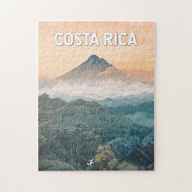 Puzzle Costa Rica Illustration Travel Art Vintage (Vertical)