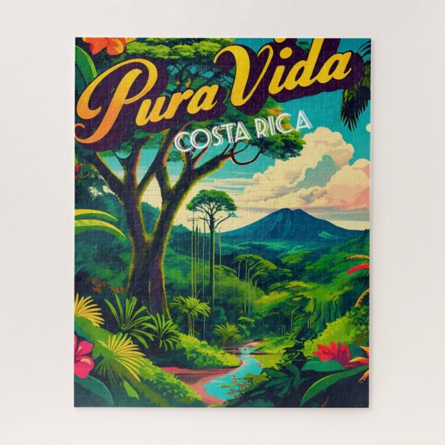 Puzzle Costa Rica | Pura Vida Travel Vintage Retro (Vertical)
