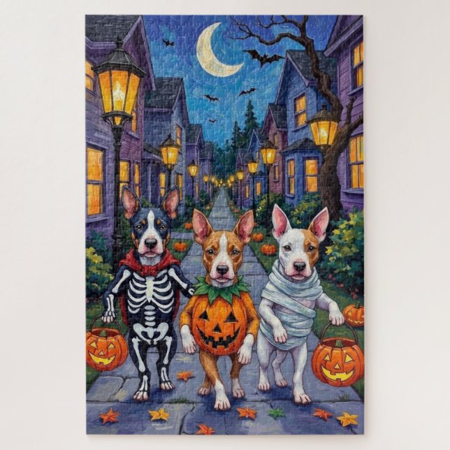 Puzzle Costumes de Bull Terrier pour Halloween et Trick-o (Vertical)