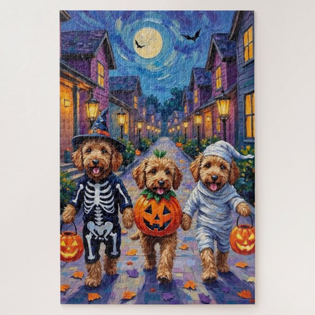 Puzzle Costumes d'Halloween pour Goldendoodle allant cher (Vertical)
