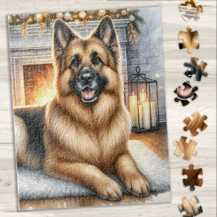 Puzzle Cosy allemand berger chien vacances Noël