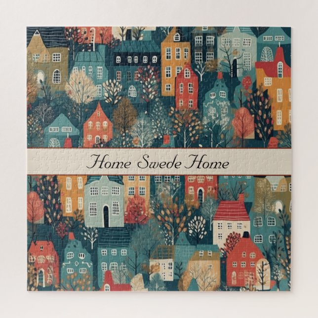 Puzzle Cosy Hygge Village Nordic Folk Art (Vertical)