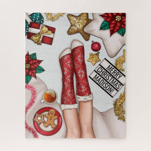 Puzzle Cosy Joyeux Noël Gingerpain Rouge Chaussettes Swea