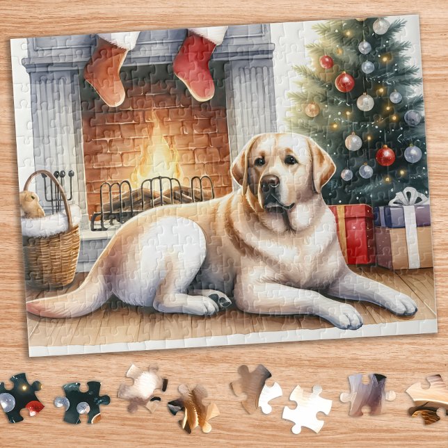 Puzzle Cosy Yellow Labrador Retriever Chien Noël (Créateur téléchargé)