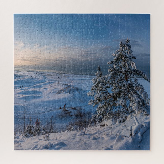 Puzzle Côte de la mer Baltique en hiver enneigé (Vertical)