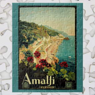 Puzzle Côte italienne d'Amalfi, Poster Vintage voyage Ita