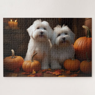 Puzzle Coton De Tulear Chiot Automne Citrouille délice