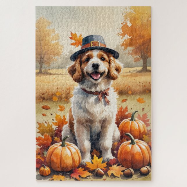 Puzzle Coton De Tuléar dans l'art de Thanksgiving aux feu (Vertical)