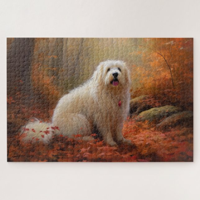 Puzzle Coton De Tulear dans les feuilles d'automne qui to (Horizontal)
