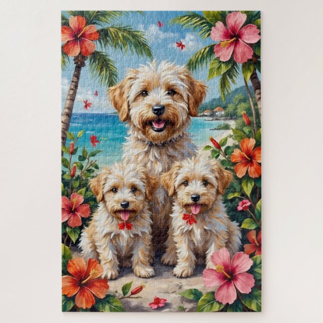 Puzzle Coton de Tulear Jardin Tropical Art (Vertical)