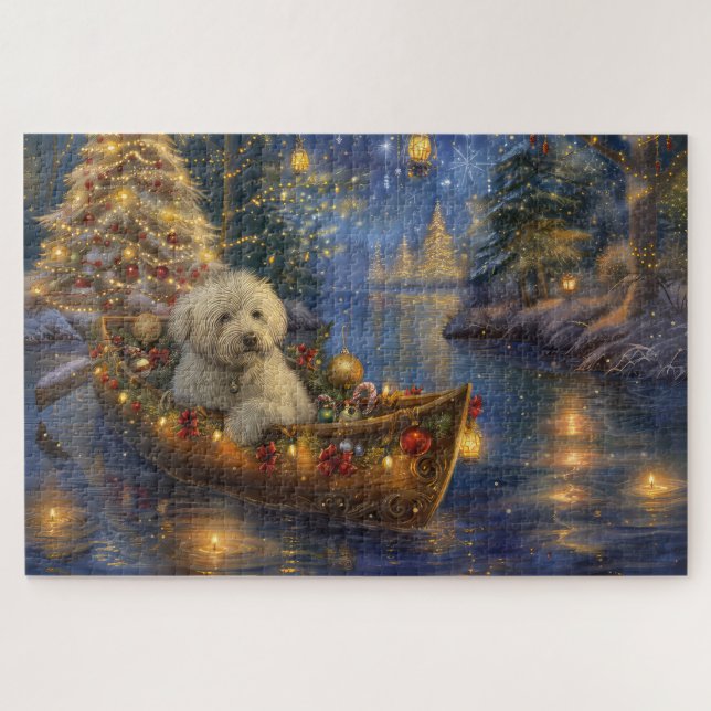 Puzzle Coton De Tulear Noël Festive Voyage (Horizontal)