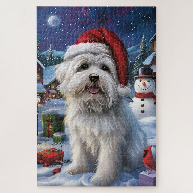 Puzzle Coton De Tulear Winter Wonderland Christmas Joy (Vertical)