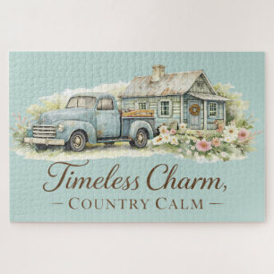 Puzzle Cottage Fleur Sauvage Calme Camion Bleu Vintage