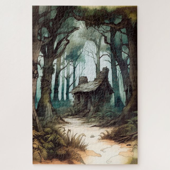 Puzzle Cottage forestier enchanté (Vertical)