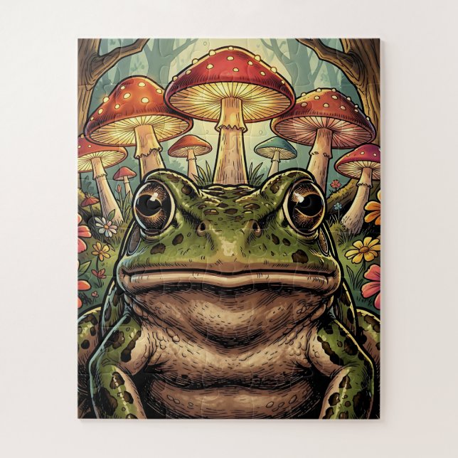 Puzzle Cottage Rétro Grenouille et Champignons (Vertical)