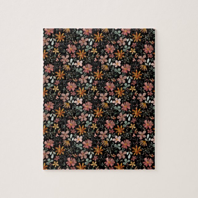 Puzzle Cottagecore fleur grattage noir (Vertical)