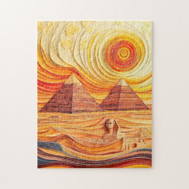 Puzzle Couchage de papier au coucher du soleil aux Pyrami (Vertical)