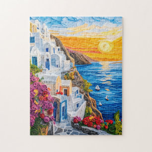 Puzzle Couchage de papier Couché du coucher de soleil à O