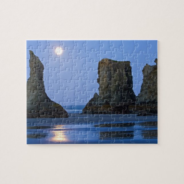 Puzzle Coucher de lune, plage de Bandon, Oregon. (Horizontal)