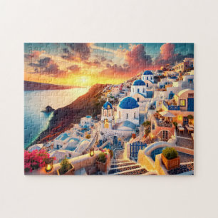 Puzzle Coucher de soleil à Santorin Grèce Évasion méditer
