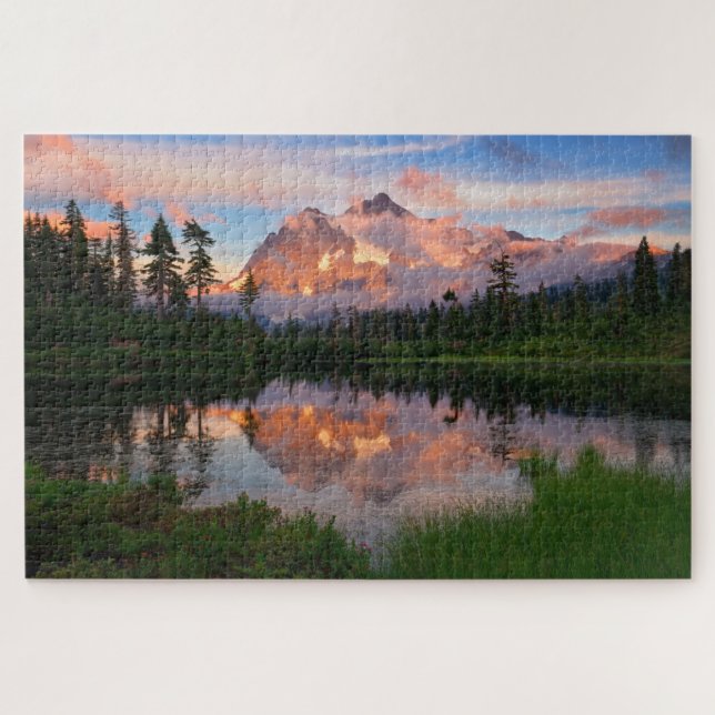 Puzzle Coucher de soleil au lac Picture avec le mont Shuk (Horizontal)