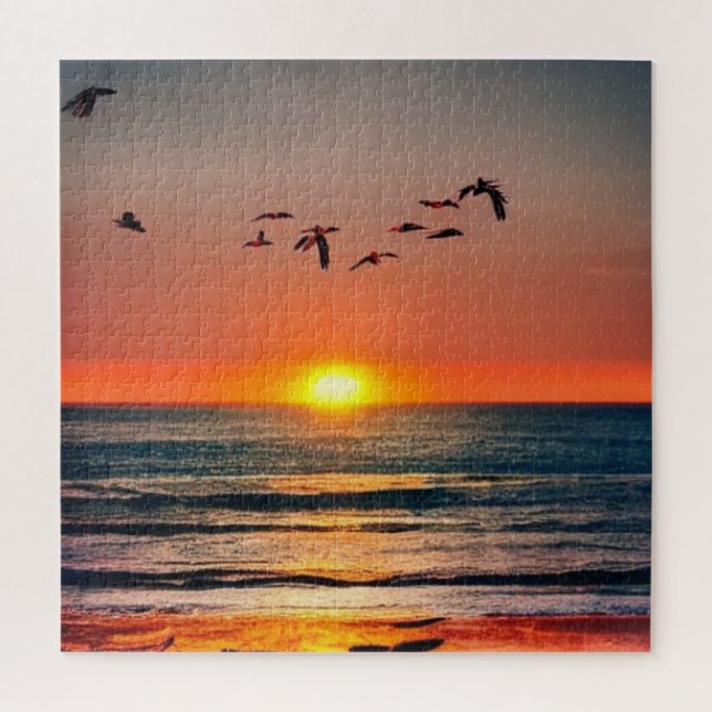 Puzzle Coucher de soleil avec oiseaux (Vertical)