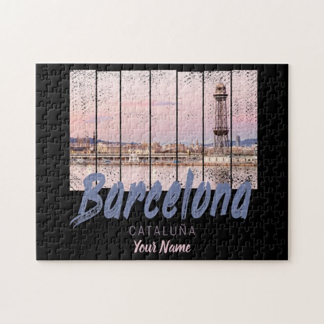 Puzzle coucher de soleil de Barcelone Catalogne Skyline E (Horizontal)