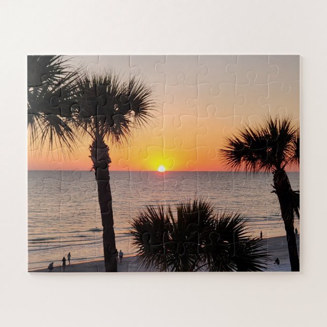 Puzzle Coucher de soleil de Floride encadré par des palmi (Horizontal)