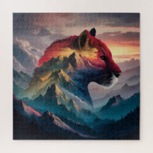 Coucher de soleil de la montagne Silhouette Puma