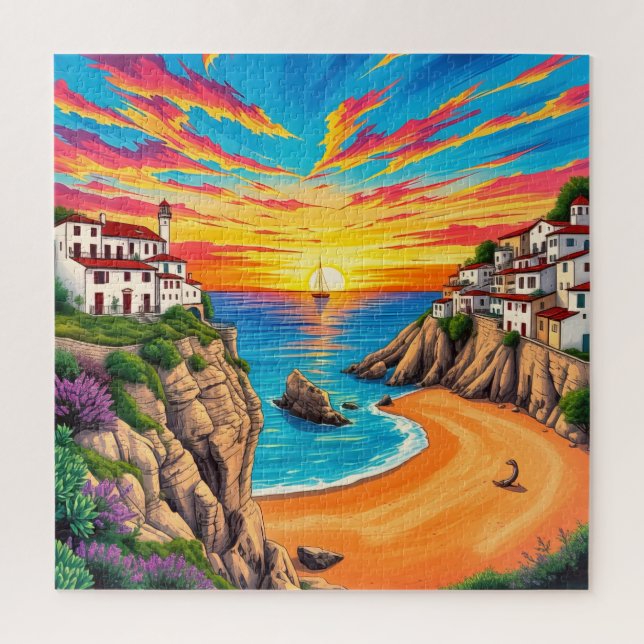 Puzzle Coucher de soleil de plage tropical (Vertical)