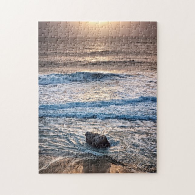Puzzle Coucher de soleil délicat sur la plage (Vertical)
