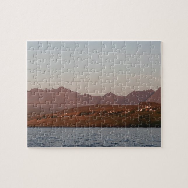 Puzzle Coucher de soleil dramatique ciel rouge des collin (Horizontal)