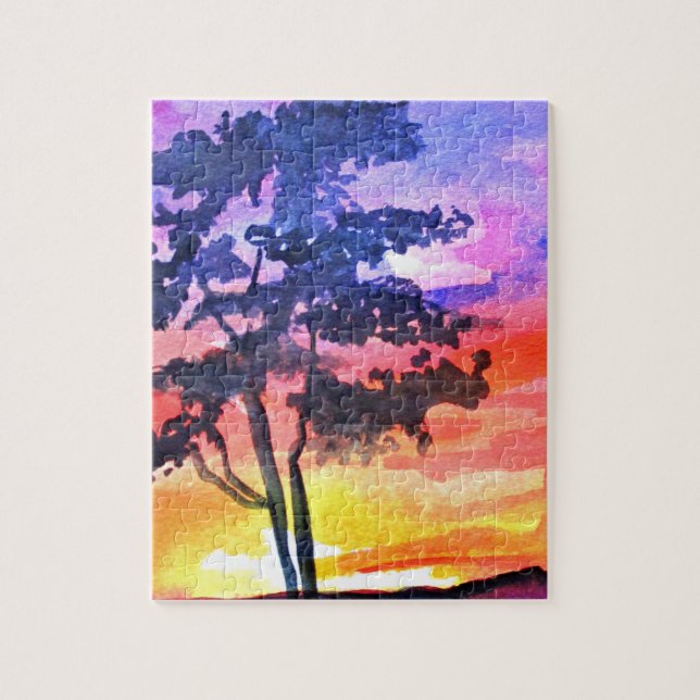 Puzzle Coucher de soleil Dream paysage aquarelle art (Vertical)