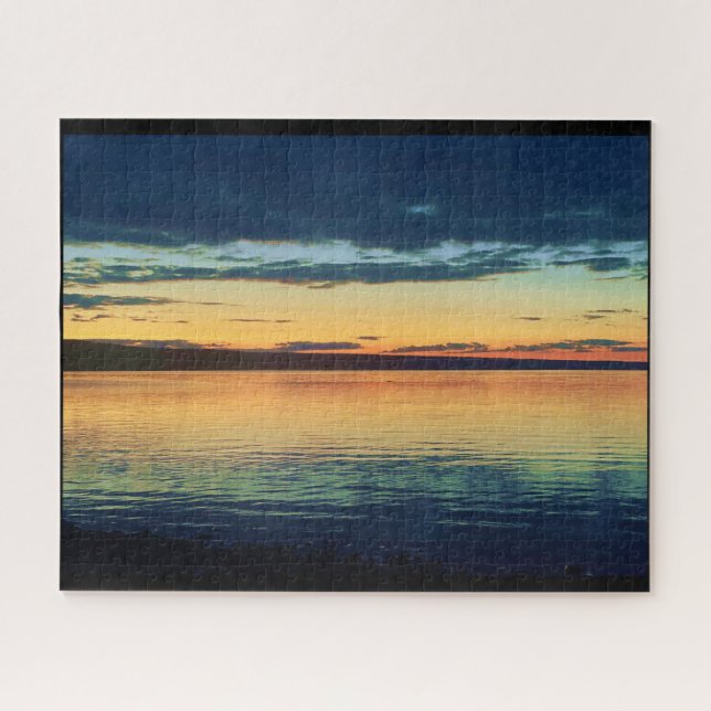 PUZZLE COUCHER DE SOLEIL EN SOIRÉE SUR LE LAC CAYUGA (Horizontal)