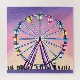 Puzzle Coucher de soleil Ferris Wheel Belle aquarelle