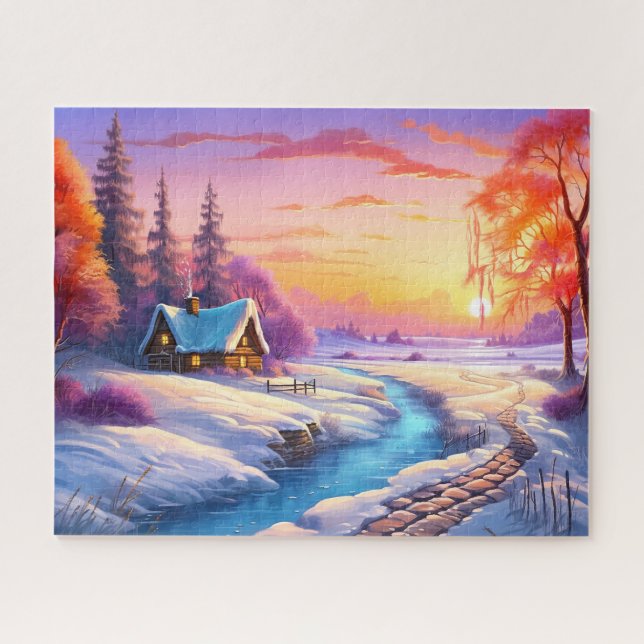 Puzzle Coucher de soleil Hiver Neige Nature Impression Co (Horizontal)