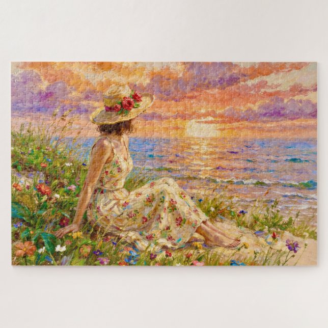 Puzzle Coucher de soleil impressionniste sur la côte | Fe (Horizontal)