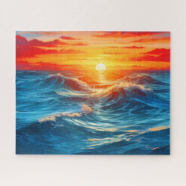 Puzzle Coucher de soleil Lever de soleil Crépuscule Vague (Horizontal)