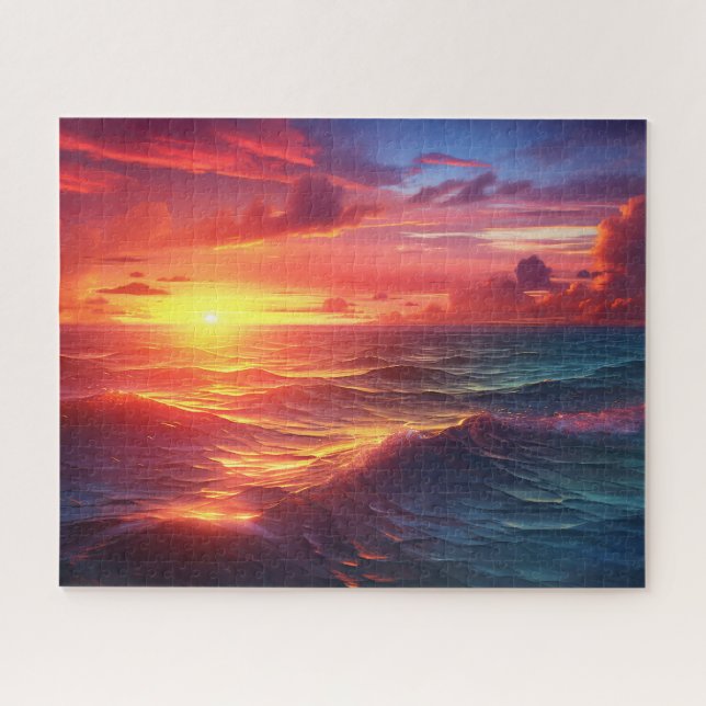 Puzzle Coucher de soleil Lever de soleil Crépuscule Vague (Horizontal)
