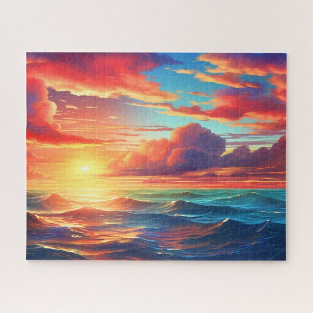 Puzzle Coucher de soleil Lever de soleil Crépuscule Vague (Horizontal)