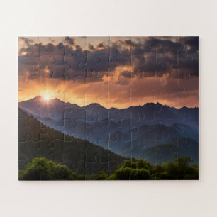 Puzzle Coucher de soleil magnifique sur les montagnes
