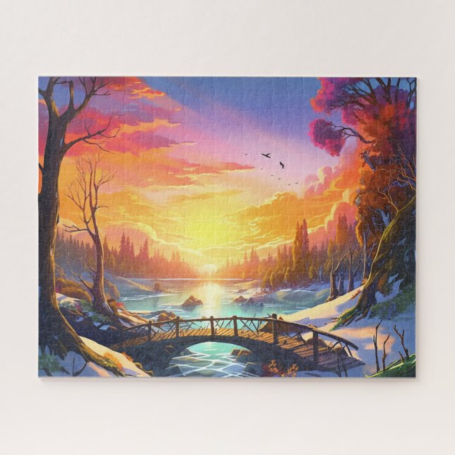 Puzzle Coucher de soleil Neige Nature Colorée Imprimer Pa (Horizontal)