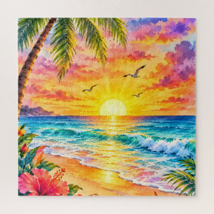 Puzzle Coucher de soleil paradis tropical Art de plage à 